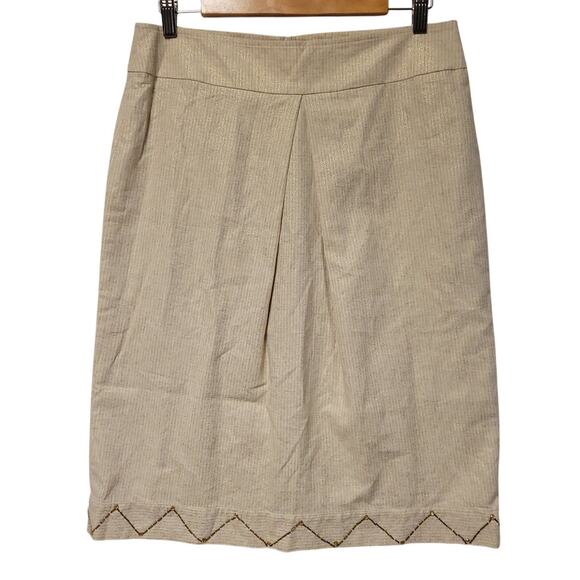 Striped Metallic Linen Blend Skirt Knee Length Holiday Party Sz 44 or US 12‎ - Picture 1 of 7